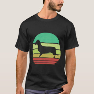 Retro Vintage Sunset Doxie Dachshund Dog Breed Sil T-Shirt