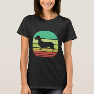 Retro Vintage Sunset Doxie Dachshund Dog Breed Sil T-Shirt
