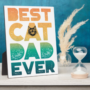 Retro Vintage Sunset Fathers Day Best Cat Dad Ever Plaque