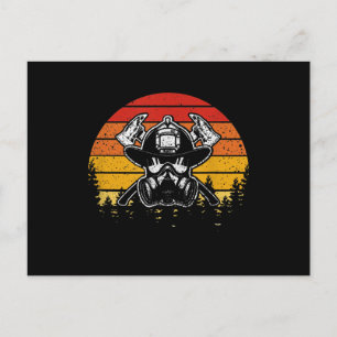 Retro Vintage Sunset Firefighter Gifts   Firefight Holiday Postcard