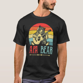 Retro Vintage Sunset Guitarist Bear Daddy Father's T-Shirt