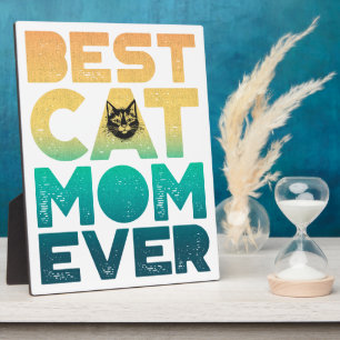 Retro Vintage Sunset Mothers Day Best Cat Mom Ever Plaque