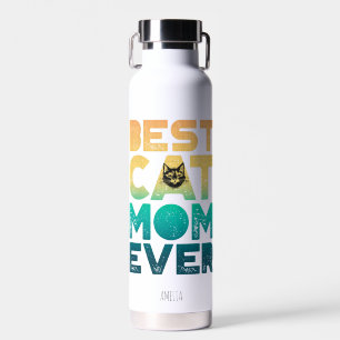 Retro Vintage Sunset Mothers Day Best Cat Mom Ever Water Bottle