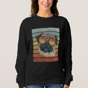 Retro Vintage Sunset Pug Mom Dad Sweatshirt