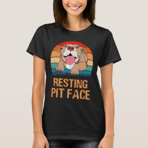 Retro Vintage Sunset Resting Pit Face Pitbull Dog  T-Shirt