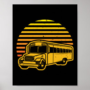 Retro Vintage Sunset School Bus Driver Poster