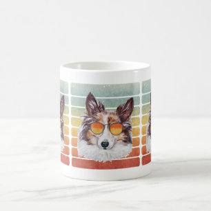 Retro Vintage Sunset Sheltie Mom Dad Coffee Mug