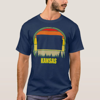 Retro Vintage Sunset Trees State of Kansas T-Shirt