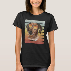 Retro Vintage Sunset Wire Haired Dachshund Mom Dad T-Shirt