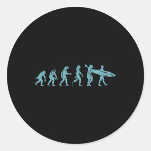 Retro Vintage Surfer Gift Surfing Evolution Classic Round Sticker