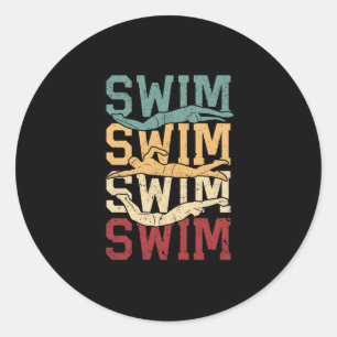 Retro vintage swimming funny swimmer classic round sticker