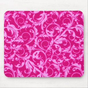Retro Vintage Swirls Hot Pink Mousepad