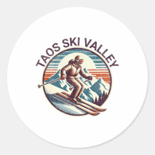 Retro Vintage Taos Ski Valley New Mexico Ski Winte Classic Round Sticker