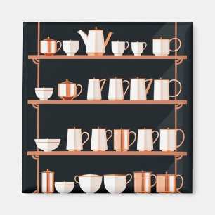 Retro Vintage Teapots 50's Kitchen Cozy Theme Magnet