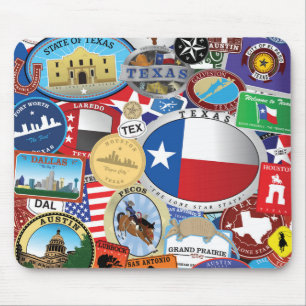 Retro Vintage Texas Sticker Pattern Mouse Pad