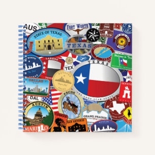 Retro Vintage Texas Sticker Pattern Notebook