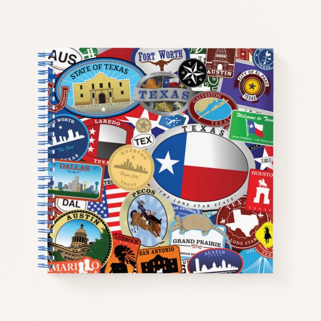Retro Vintage Texas Sticker Pattern Notebook (Front)