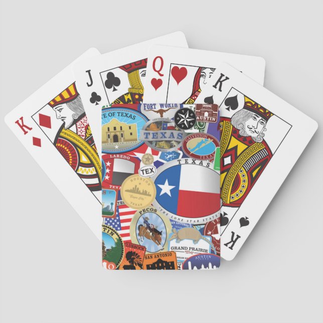 Retro Vintage Texas Sticker Pattern Playing Cards (Back)