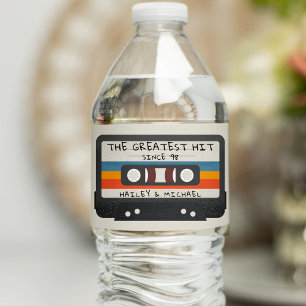 Retro Vintage The Greatest Hit Cassette Wedding Water Bottle Label