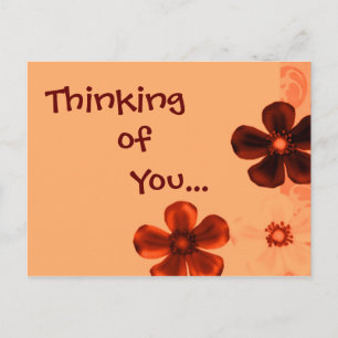 Retro Vintage Thinking of You Orange Postcard