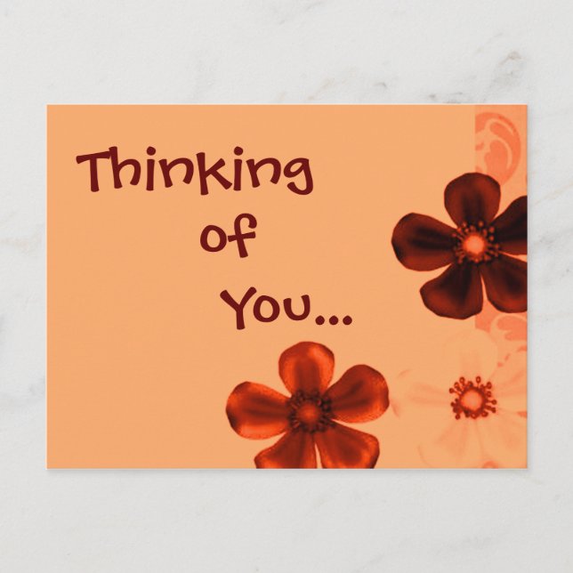 Retro Vintage Thinking of You Orange Postcard (Front)