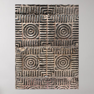 Retro Vintage Tiles Pavers Concrete Patterns Photo Poster
