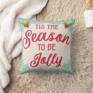 Retro Vintage Tis The Season Christmas Throw Pillow