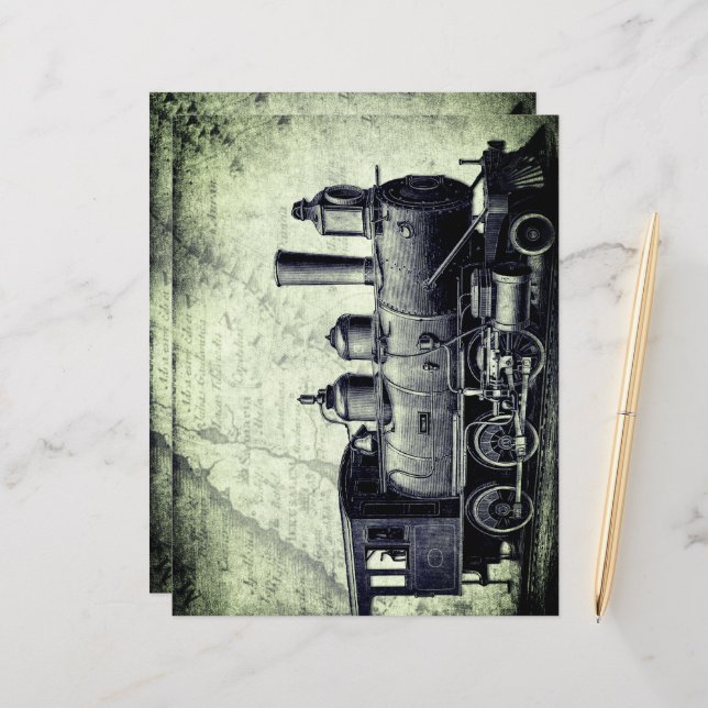 Retro, vintage train, steampunk style, scifi theme (Front/Back In Situ)