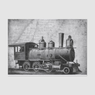 Retro, vintage train, steampunk style, scifi theme tissue paper