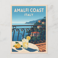 Retro Vintage Travel Amalfi Coast Italy Landscape