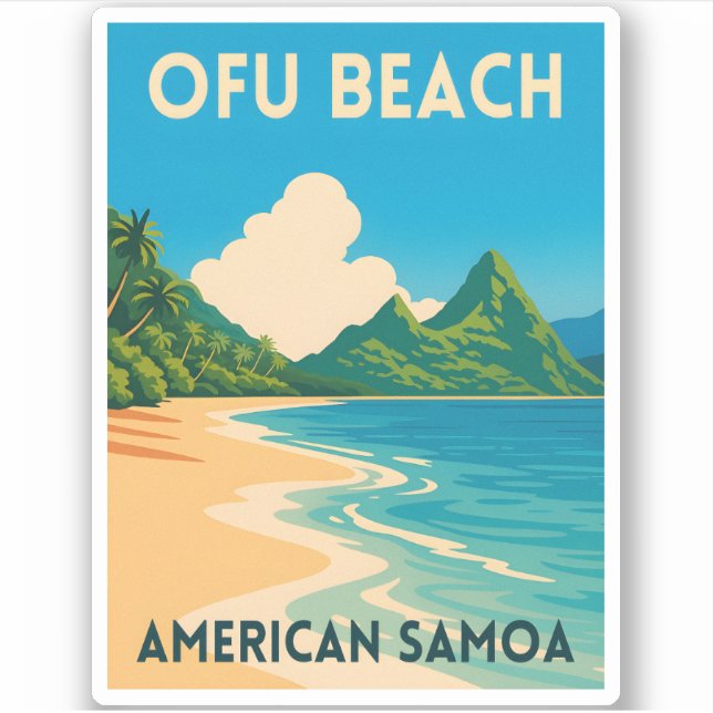 Retro Vintage Travel American Samoa Ofu Beach (Front)