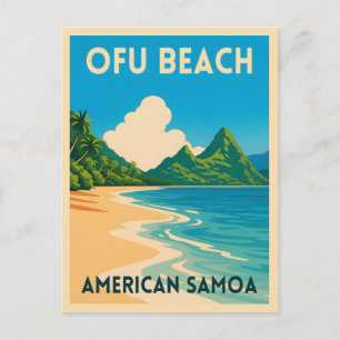 Retro Vintage Travel American Samoa Ofu Beach Postcard