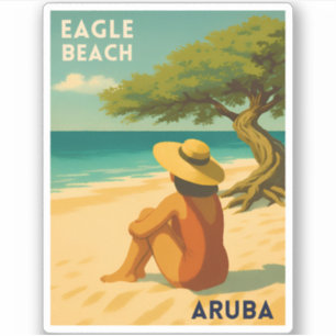 Retro Vintage Travel Aruba Eagle Beach Scenic