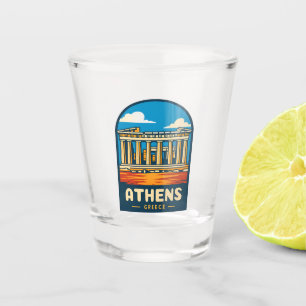 Retro Vintage Travel Athens Greece Parthenon Shot Glass