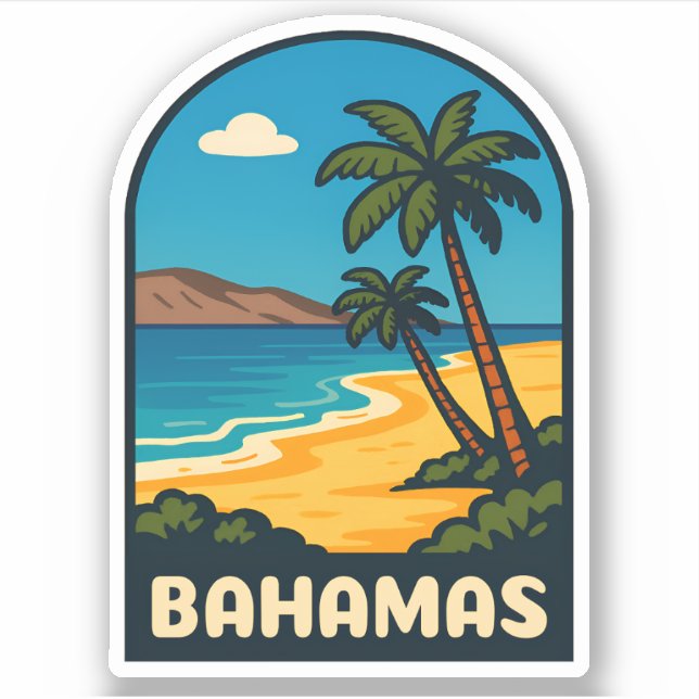 Retro Vintage Travel Bahamas Beach Landscape (Front)