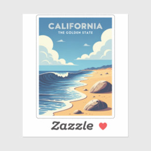 Retro Vintage Travel California Beach Seaside 