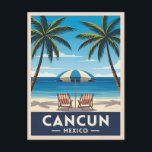 Retro Vintage Travel Cancun Mexico Beach Landscape Postcard<br><div class="desc">Experience the beauty of the Caribbean with this vintage travel-inspired postcard featuring Cancun,  Mexico. Showcasing its iconic white-sand beaches and tropical charm,  it captures the timeless allure of this sun-soaked paradise in classic retro style.</div>