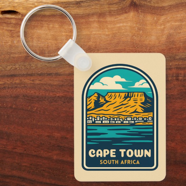 Retro Vintage Travel Cape Town South Africa Keychain (Front)