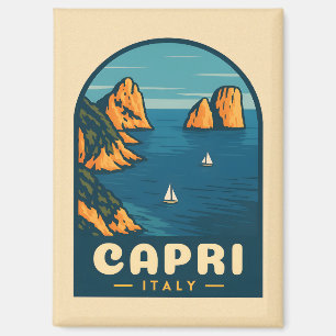 Retro Vintage Travel Capri Italy Scenic Coastline Magnet