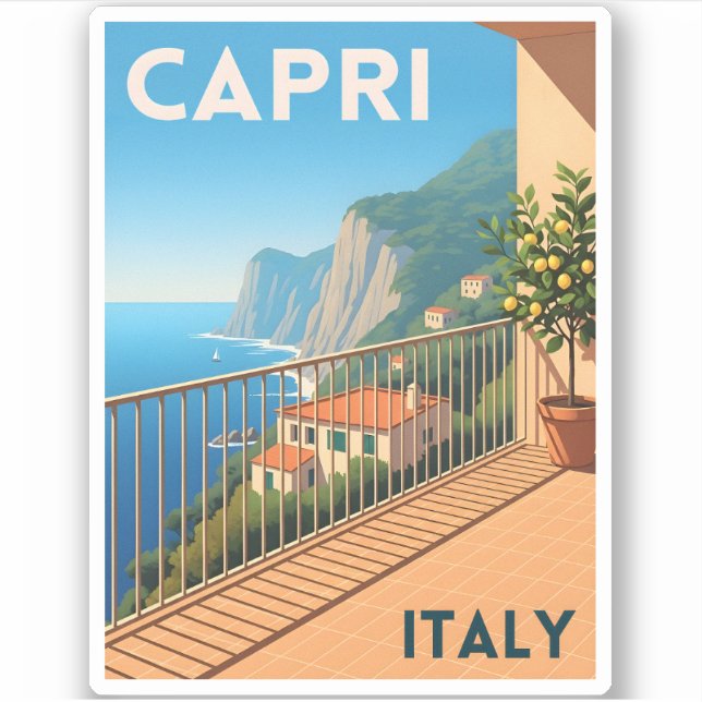 Retro Vintage Travel Capri Italy Scenic Landscape (Front)