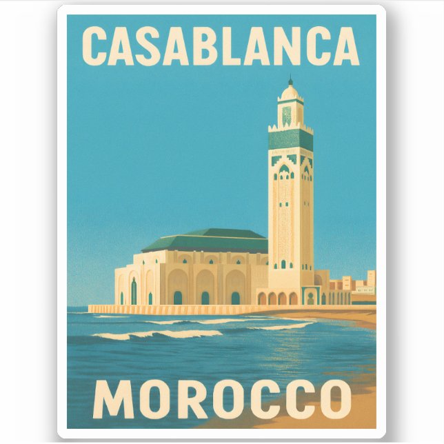 Retro Vintage Travel Casablanca Morocco Seaside (Front)