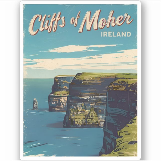 Retro Vintage Travel Cliffs of Moher Ireland (Front)