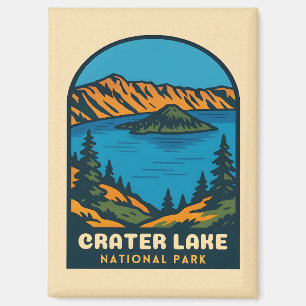Retro Vintage Travel Crater Lake National Park Magnet