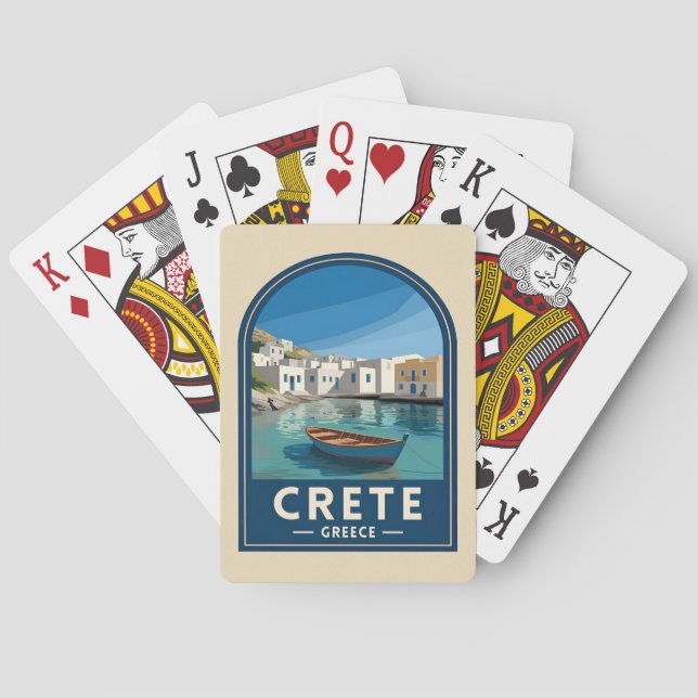 Retro Vintage Travel Crete Greece Seaside Playing Cards (Back)