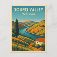 Retro Vintage Travel Douro Valley Portugal Scenic