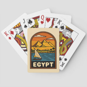 Retro Vintage Travel Egypt Pyramid Nile River Playing Cards