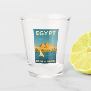 Retro Vintage Travel Egypt Pyramid Nile River Shot Glass