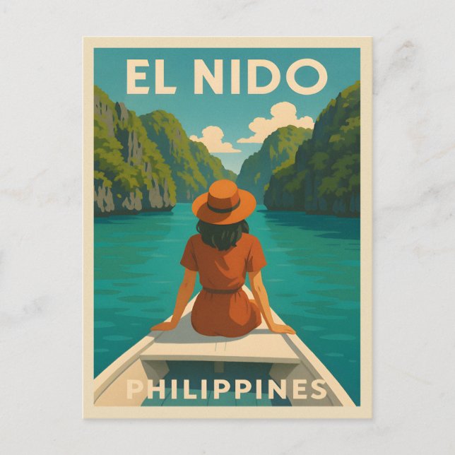 Retro Vintage Travel El Nido Philippines  Scenic Postcard (Front)