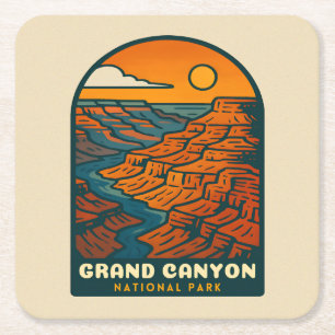 Retro Vintage Travel Grand Canyon National Park Square Paper Coaster