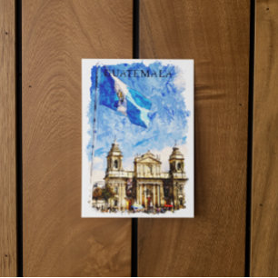 Retro Vintage Travel Guatemala Watercolor Postcard